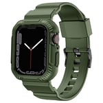 Apple Watch Series 7/6/SE/5/4/3/2/1 - 45/44/42mm - Gummi cover & rem - Mørkegrøn