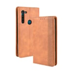 LAGUI Compatible for Motorola Moto G8 Power Case, Retro Style Wallet Magnetic Cover with Credit Card Slots and Flip Stand, brown