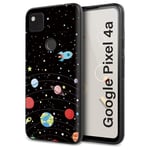 ZhuoFan Google Pixel 4a Case, Ultra Slim Phone Cases Cover Silicone Black Matt with Pattern Design Shockproof Soft Gel TPU Back Cover Bumper Skin for Google Pixel 4a [5.81"], Stars Sky