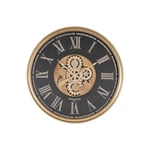 Home ESPRIT Horloge Murale Noire dorée Verre Fer 80 x 9,5 x 80 cm