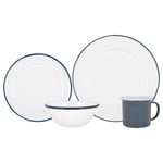 16 Piece White Enamel Dinner Set