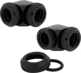 Corsair Hydro X Series, XF Hardline 90 Degree 12 mm OD Fittings Twin Pack (Solid Brass Durability, Quality Finish, Double O-Ring Hardline Compression Design, Easy 12 mm Diameter Tubing Fitting), Black