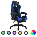 "Promo"Chaise de travail LMT - Fauteuil de jeux vidéo avec LED RVB Bleu et noir Similicuir 17,4Kg