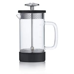 Barista & Co Core French Press Coffee Maker - Plastic Free Tea and Coffee Strainer with Borosilicate Glass Beaker, Metal Filter and Removable Steel Base - Black 350ml Manual Tea and Coffee Infuser