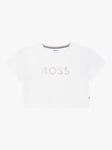 BOSS Kids' Fancy Logo Short Sleeve T-Shirt, White