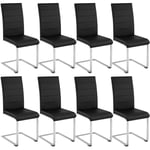 Tectake - Lot de 8 chaises Rembourré avec revêtement en cuir synthétique Dossier ergonomique - noir