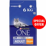 Purina One Bifensis Adult Dry Cat Food Chicken And Whole Grains 6kg Free P&p