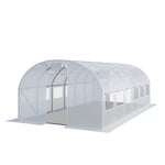 TOOLPORT Tunnelväxthus Växthus 4x6m stabil & hållbar med fönster - 180 g/m² tjock PE-presenning vit transparent