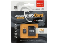 IMRO MICROSD10/64GB UHS-3 ADP minneskort, 64 GB, MicroSDXC, klass 10, klass 3 (U3), svart