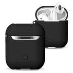 Protective Case Frosted Rubber Paint + PC Bluetooth Earphones Case Anti-lost Storage Bag for Apple AirPods 1/2 (Color : Black)