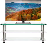 Mountright Universal 1150 Clear Glass & Chrome TV Stand for up to 55" TVs