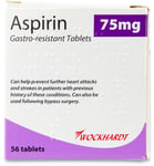 Wockhardt Aspirin 75mg Gastro-Resistant 56 Tablets