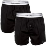 Calvin Klein Kalsonger 2P Modern Cotton Woven Slim Fit Boxer Svart vävd bomull Small Herr