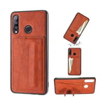 ZHENGNING Protective Case For Huawei P30 Lite Shockproof PC + PU Protective Case with Spring Holder & Card Slot(Red) Smartphone Slim Cover Shell (Color : Brown)