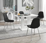 Imperia 4 Seater Modern White High Gloss Rectangular Dining Table And 4 Corona Faux Leather Chairs