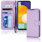 TECHGEAR Galaxy A52 / A52s 5G Leather Wallet Case, Flip Protective Case Cover with Wallet Card Holder, Stand and Wrist Strap - Violet PU Leather with Magnetic Closure Designed For Samsung A52, A52s 5G