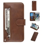 iPhone SE 3 5G (2022) / 2020 8/7 - Läderfodral plånboksfodral med ytterficka Brun