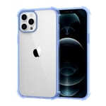 MoKo Compatible with New iPhone 12 Pro Max Case 6.7 inch 2020, Anti-Yellow Shockproof Reinforced Corners TPU Bumper & Anti-Scratch Transparent Hard Panel Protective Cover, Crystal Clear&Light Blue