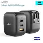 MINIX NEO P1 66W GaN Charger Fast Charger Quick Charger 3 Ports EU/US/UK Plug