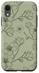Coque pour iPhone XR Fleurs de cerisier Boho Blossom sur vert sauge