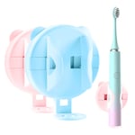 Auto-Clamping Electric Toothbrush Holder, 2 Pack Wall Mounted Tooth Brushes Holders for Bathroom Strong Adhesive Stickers Adjustable Toothbrush Holders Stands Organizer Kids Adult (Universal)PinkBlue