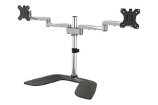 StarTech.com Dual Monitor Stand, Ergonomic Desktop Monitor Stand for up to 32" VESA Displays, Free-Standing Articulating Universal Computer Monitor Mount, Adjustable Height, Silver - Easy & Quick Assembly stativ - for 2 skærme - sort, sølv