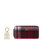 Set med plånbok och nyckelring Tommy Hilfiger Large Za W Th Charm Check AW0AW158580GZ Röd