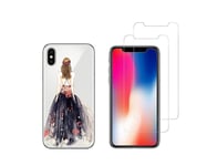 IPHONE 10 IPHONE X - Combo (1 Gel Case Cover+2 Glasses Soaked) - Blue Dress