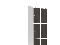Garderob 2x400 mm Rakt tak 3-styckig pelare Laminatdörr Nocturne trä Cylinderlås