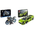 LEGO 42159 Technic Yamaha MT-10 SP Motorbike Model Building Kit, Authentic Motorcycle Replica & Technic Lamborghini Huracán Tecnica Toy Car Model Kit, Racing Car Building Set, 42161