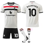 2024-2025 Manchester United Bortalag Barn Vuxen Fotbollströja Kit Med Strumpor No.10 RASHFORD 26