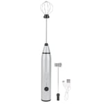 USB Charging Cake Frother Hand‑Held Electric Egg Beater Blender Handheld Egg Beater Whisk Mixer for Kitchen Use(Silver)