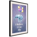 Plakat - Flying Elephant - 40 x 60 cm - Sort ramme med passepartout