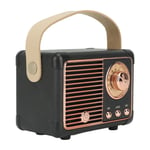 (Black) Retro BT Speaker Vintage Decor Small Portable Wireless Speaker