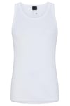 BOSS Mens Tank Top Original Tonal-Logo Vest in Organic Cotton White