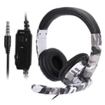 Head-Mounted Phone Computer Gaming Headphone Headset for PS4 White Camouflage, Audio controller, Noise Cancelling
