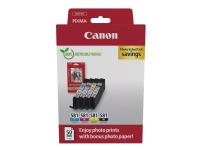 Canon CLI-581 C/M/Y/BK Photo Value Pack - 4-pack - 5.6 ml - svart, gul, cyan, magenta - original - box - bläckbehållare / papperspaket - för PIXMA TS6251, TS6350, TS6351, TS705, TS8252, TS8350, TS8351, TS8352, TS9550, TS9551
