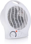 Aspect Portable Upright Fan Heater | Desk Fan Heater | Adjustable Thermostat | Overheat Protection | 2 Heat Settings 1000-2000 W, White