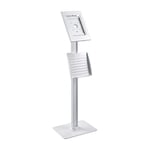 PureMounts PDS-5921 Stand with Brochure Holder and Lockable Steel Case for Tablets Apple iPad 9.7 Inch/iPad 10.2 Inch/iPad Pro 10.5 Inch/iPad Air 10.5 Inch Gen 3 / Samsung Tab A 10.1 Inch 2019 White