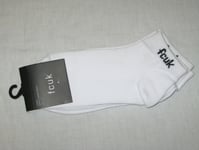 BNWT - FRENCH CONNECTION FCUK   Mens Cotton Rich Trainer Socks  3 Pairs   White