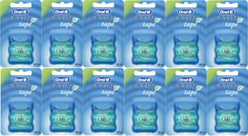 12 x Oral-B Satin Floss Dental Tape Mint, Comfort Grip, Satin-Like Texture - 25m