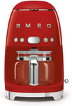Smeg DCF02RDUK Drip Coffee Machine, Auto-Start Mode, Reuseable Filter, Digital D