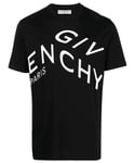 Givenchy Mens Refracted Design Logo Embroidered Oversized Fit T-Shirt in Black Cotton - Size Medium