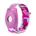 WATACHE Bracelets de Montre élastiques légers et Souples AirTags, sécurité et pour Enfants,Protection Anti-Perte et Anti-Rayures pour Le positionnement du Bracelet Airtag Tracker (Camouflage rose)