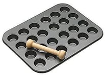 KitchenCraft  Non-Stick 24-Hole Mini Tart/Tray with Pastry Tamper, Grey 35x27 cm
