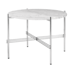 GUBI TS coffee table polished steel Ø55 White carrara marble