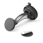 Hama Support Téléphone Voiture Magnet (Support téléphone pour Voiture aimanté, Fixation à Ventouse, pivotable 360°, Inclus 2 plaques métaliques) Noir