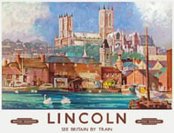 TU65 Vintage Lincoln British Railways Travel Poster Re-Print - A3 (432 x 305mm) 16.5" x 11.7"