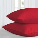 Pair Of Red Pillow Covers Hotel Quality 100% Poly Cotton Pillow Cases (Red, 2 Pillow Cases)
