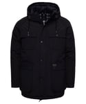 Superdry Mens Mountain Padded Parka Coat - Black Cotton Size X-Large
